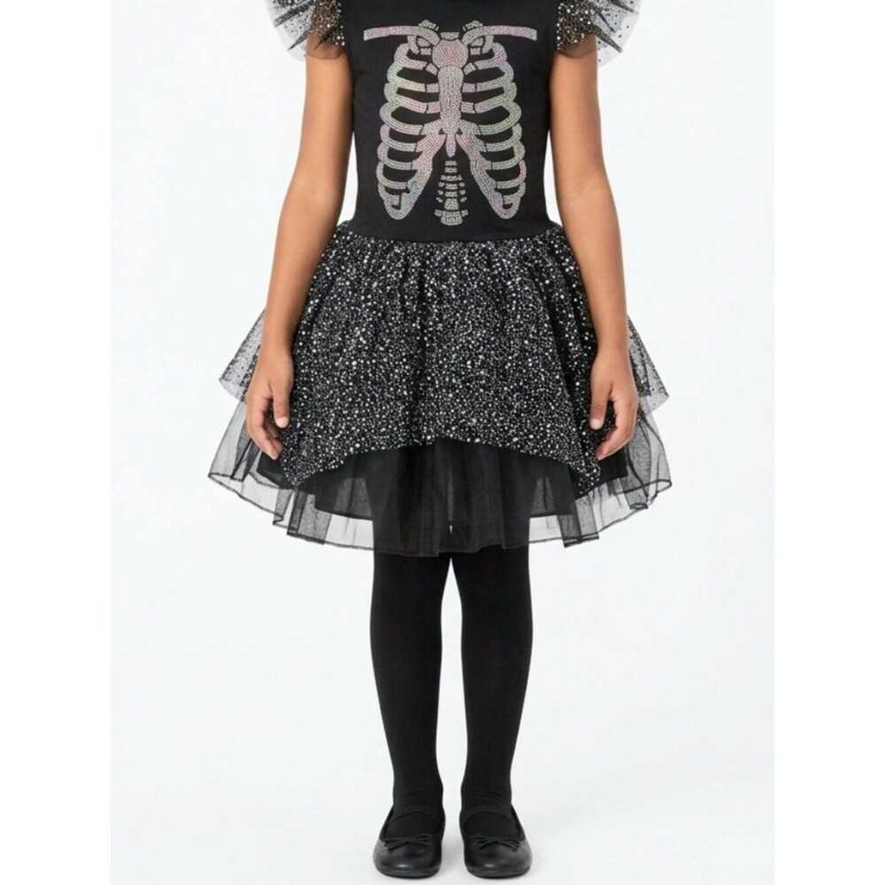 Spirit Halloween Tutu Skeleton Sparkly Costume Girls M (8-10)